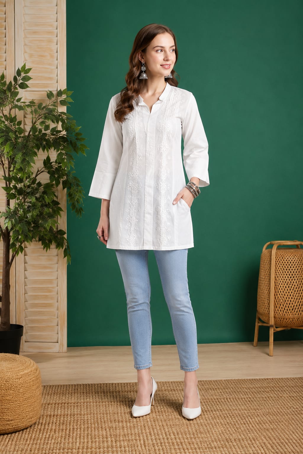 Premium Cotton Chikankari Short Top 