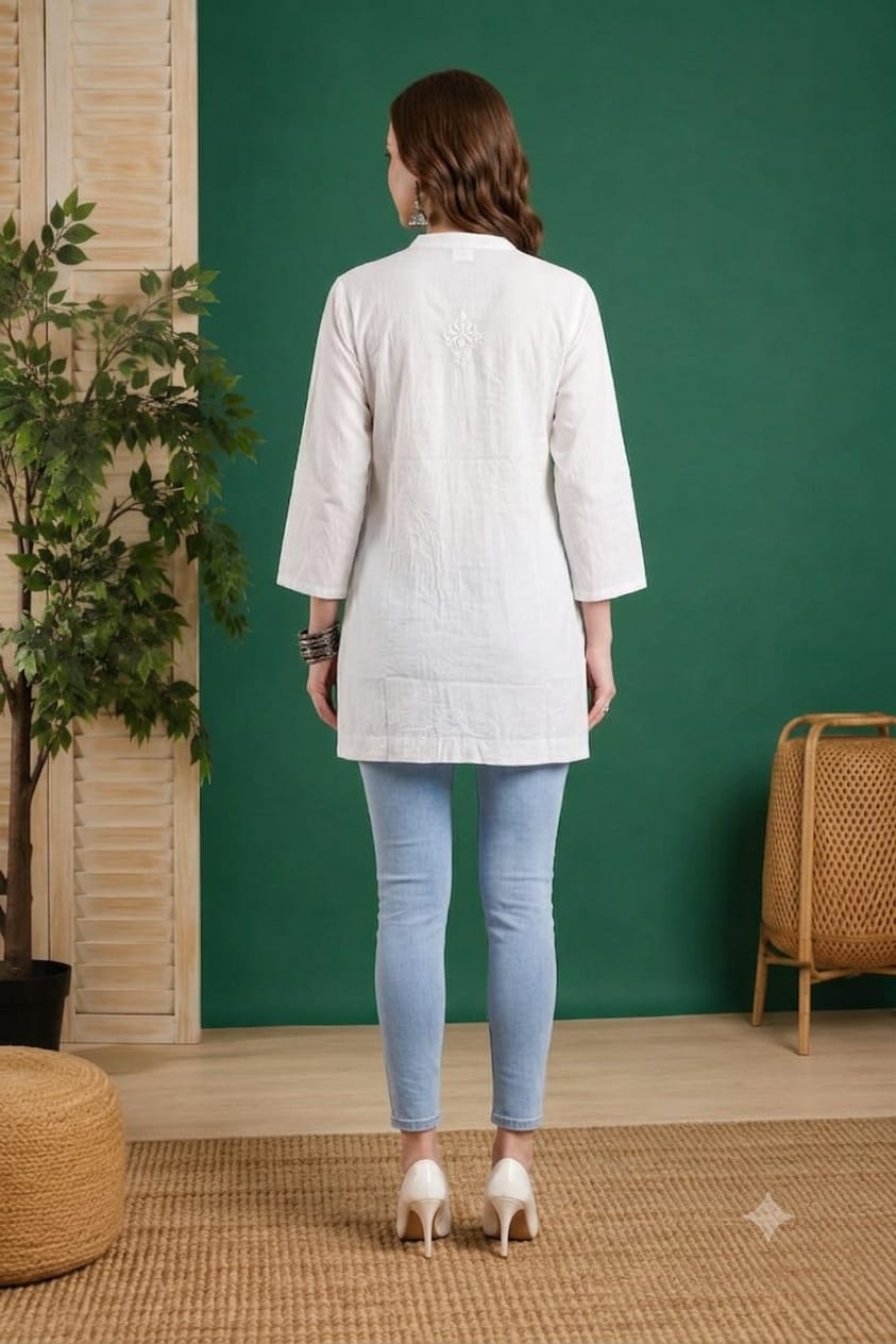 Premium Cotton Chikankari Short Top 